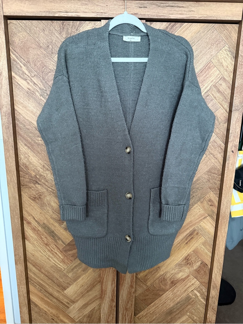 Elodie Grey Long Button Cardigan